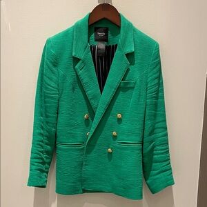 Smythe Kelly green blazer with gold buttons 3/4 sleeve